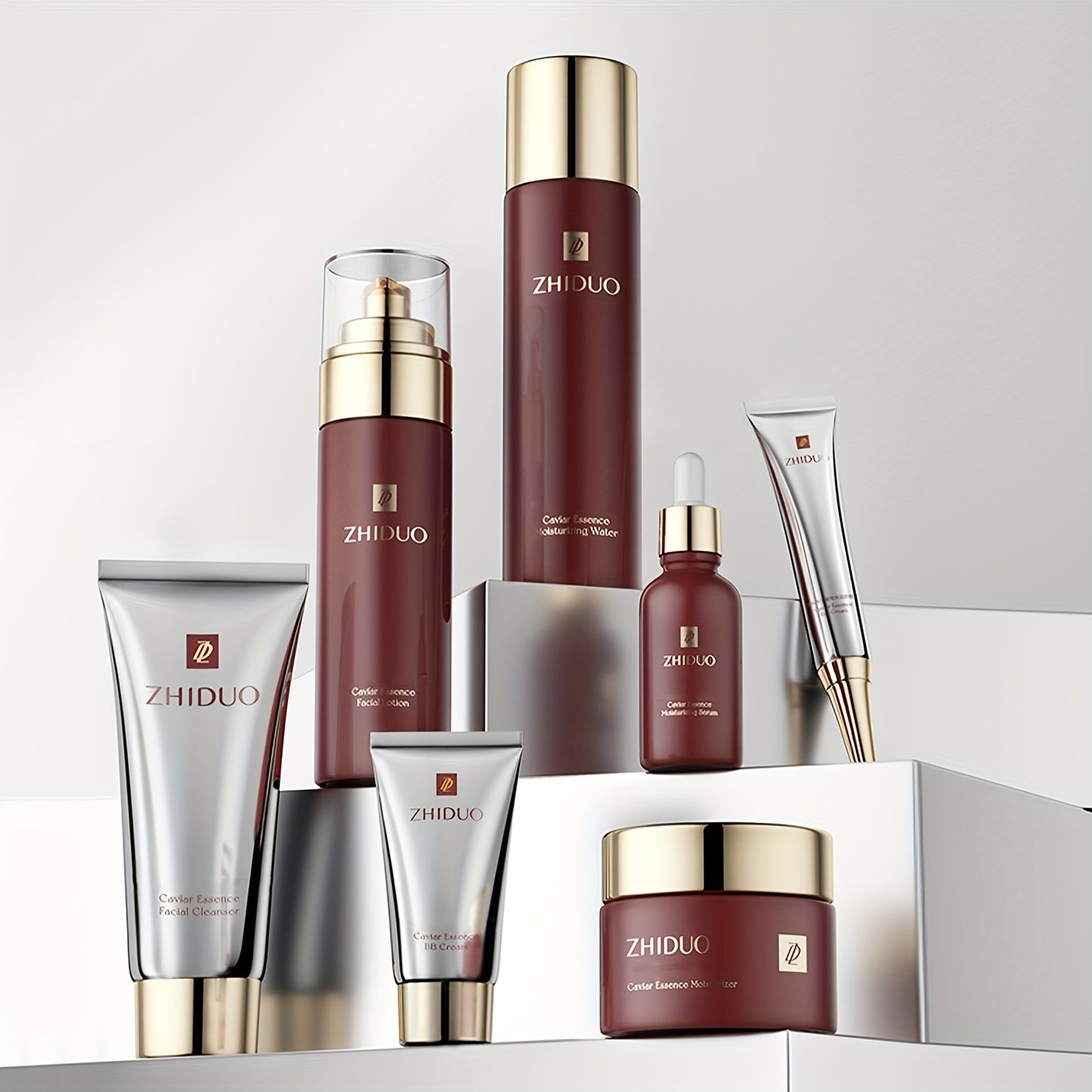9-pcs Skin Care Set Gentle Skin | Makes Skin Feel Firmer Complete Skincare Process Beauty Skin Care Kit Gift With Cleanser, Toner, Lotion, Essence, Face Cream, Eye Cream For Wife Mom Women Girl