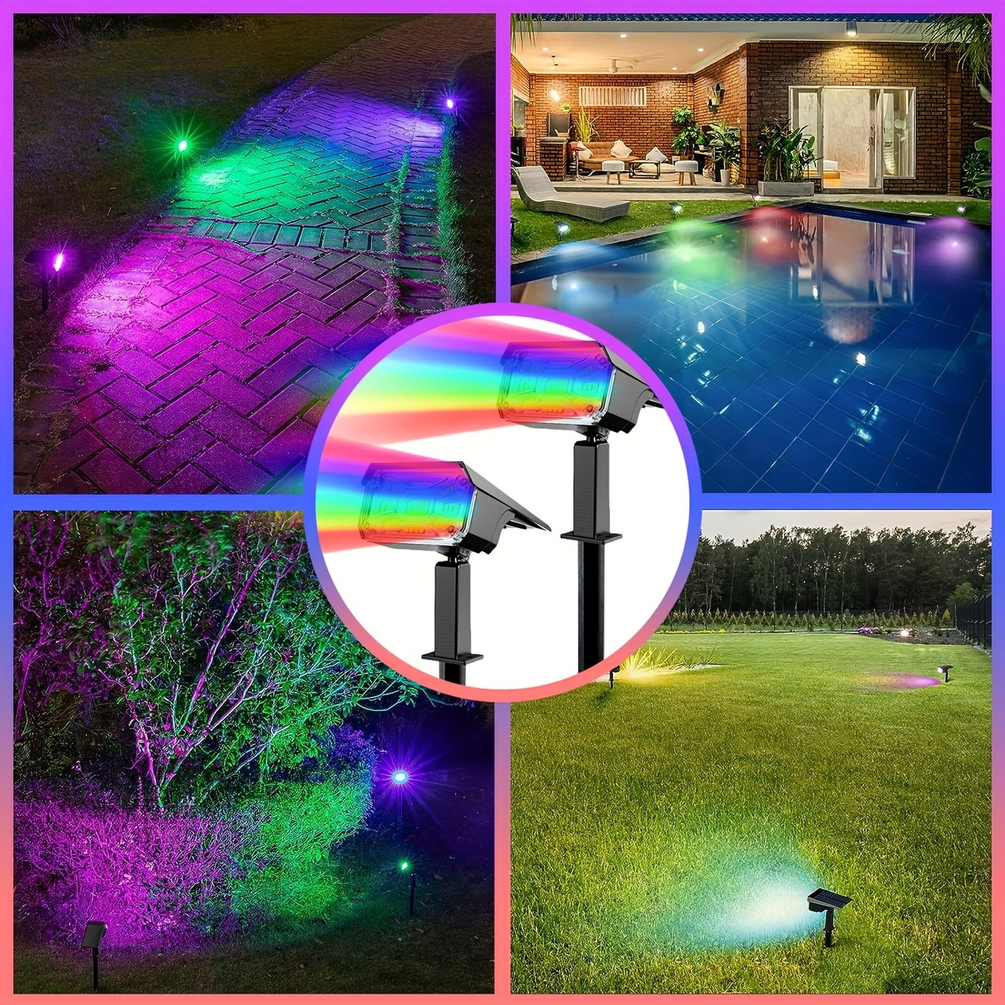2-Pack 38LED Solar Spotlights - Brighten Your Yard - Waterproof, Auto On/Off - Ideal for Christmas, Garden, Pool, Patio - Durable & Energy-Saving Landscape Lighting