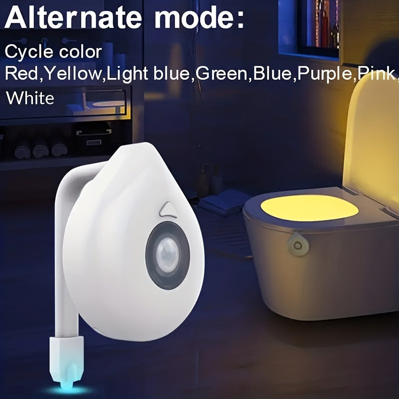 1pc Smart LED Toilet Night Light - PIR Motion Sensor, 16-Color RGB Washroom Accent, Human Body Induction, Hanging Bowl Lighting for Hotel & Home Bathrooms