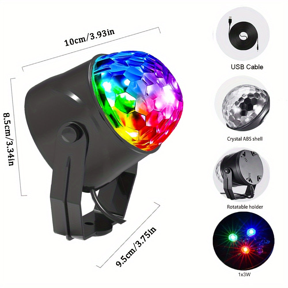 1pc/2pcs Sound Activated Party Lights, Dj Lighting, RBG Disco Ball, Strobe Lamp 7 Modes Stage Par Light For Home Room Dance Parties Birthday DJ Bar Karaoke Xmas Wedding Show Club Pubs