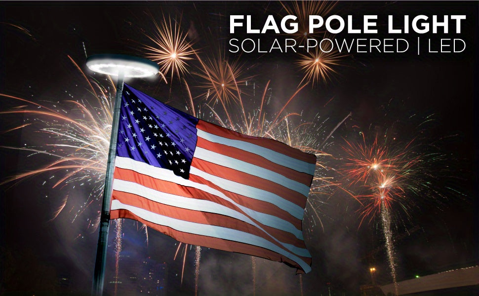 1pc Solar Flagpole Light, 1200lm, Super Bright 26 LED Flagpole Light, Operating Time Up To 12 Hours, Wide Flagpole Coverage, Dusk To Dawn Lighting For Most 15 To 25 Foot Flagpoles White