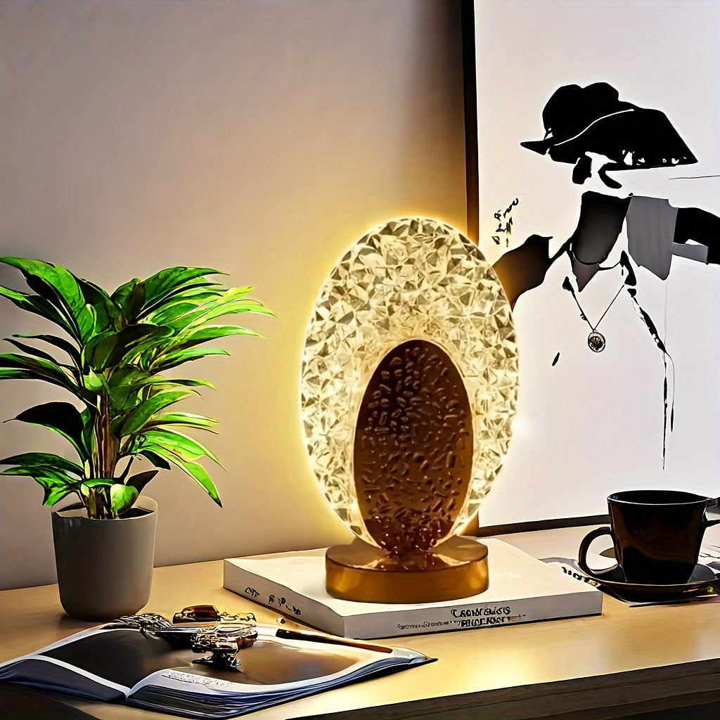 1pc Elegant Crystal Table Lamp for Living Room and Bedroom Decor, Shell Shape Design with Soft Ambient Lighting