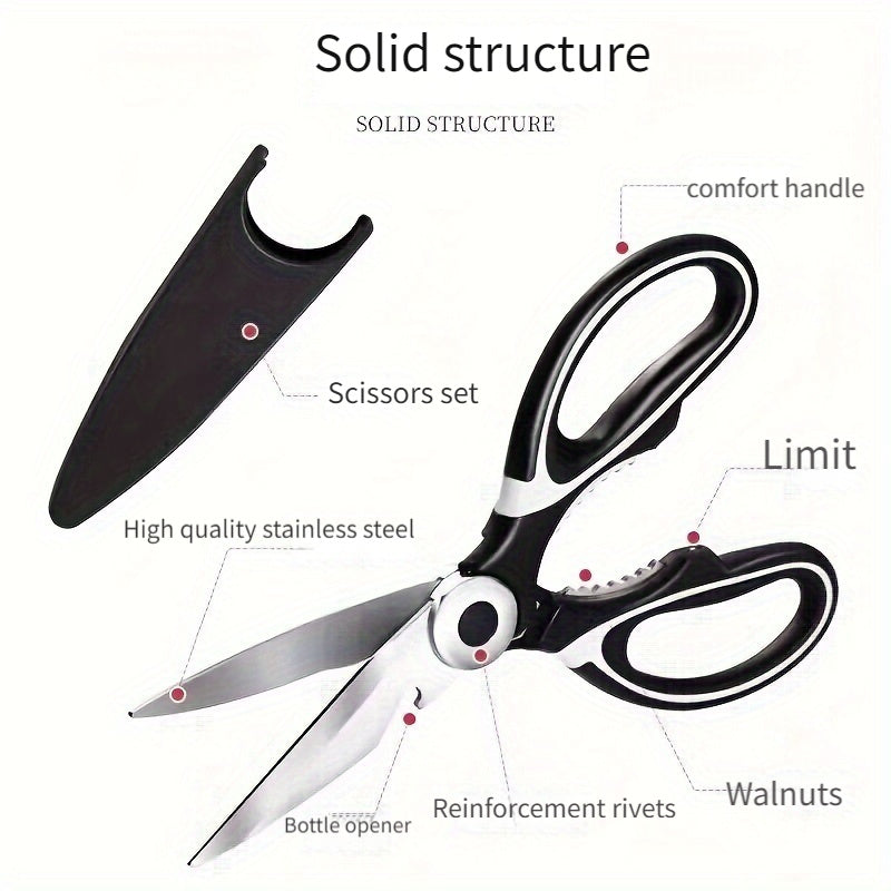 Heavy-Duty Kitchen Shears for Cutting Chicken, Duck, Fish & - 420 Stainless Steel Food-Safe Multipurpose Scissors with Sharp Blades & Ergonomic Handles for Cooking, Baking, Meal Prep, Sleek Blade Design, Highquality Kitchenwa