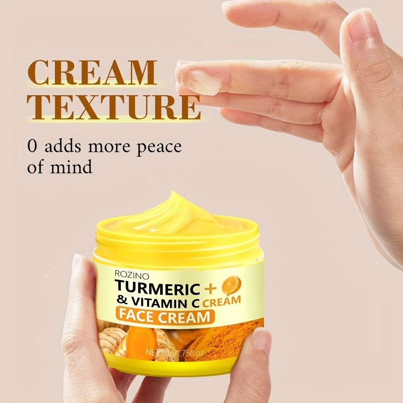 50g/1.75 Oz Radiant Glow Turmeric Face Cream - Face Moisturizers with Hyaluronic Acid, Vitamin C, and Nourishing Antioxidants for Skin Hydration, Firming, and Revitalized Radiance