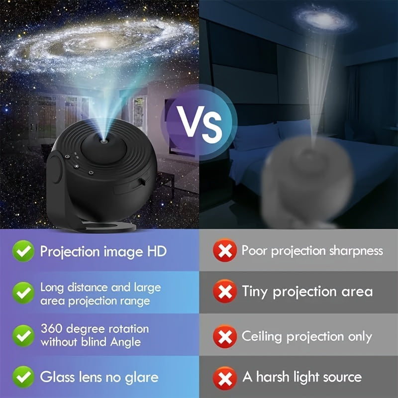 1pc Magical Galaxy Projector Lamp - Create an HD Starry Night Sky, 13 Enchanting Films, Transform Your Bedroom into a Cosmic Haven - Ambient Atmosphere Lighting