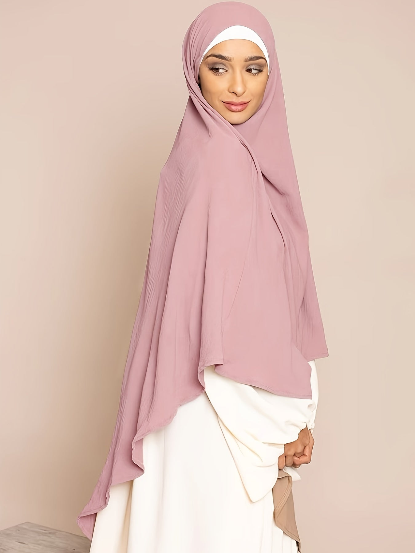 1pc Elegant Women'S Abaya Headscarf - Lightweight Breathable Islamic Hijab, Modest Muslim Robe, All-Season Travel & Everyday Hijab, Easy-to-Wear Abaya for Women, Islamic Clothing, Minimalist Design, Comfortable Fit, Hijabi Fa