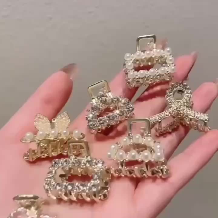 10pcs Hair Gripper Small Alloy Mini Hair Catcher Princess Head Bow Rhinestone Korean Hair Accessories Bang Clip Hair Clip Headwear