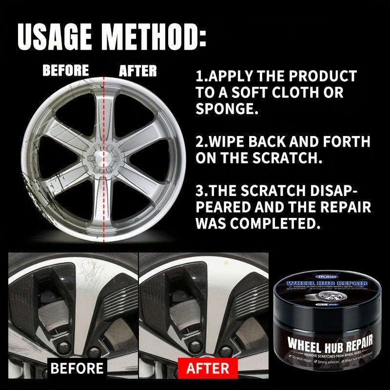 Automobile Wheel Hub Scratch Repair Paste - Black & White, Silvery Aluminum Alloy Chrome Plating Restoration for Car Wheels