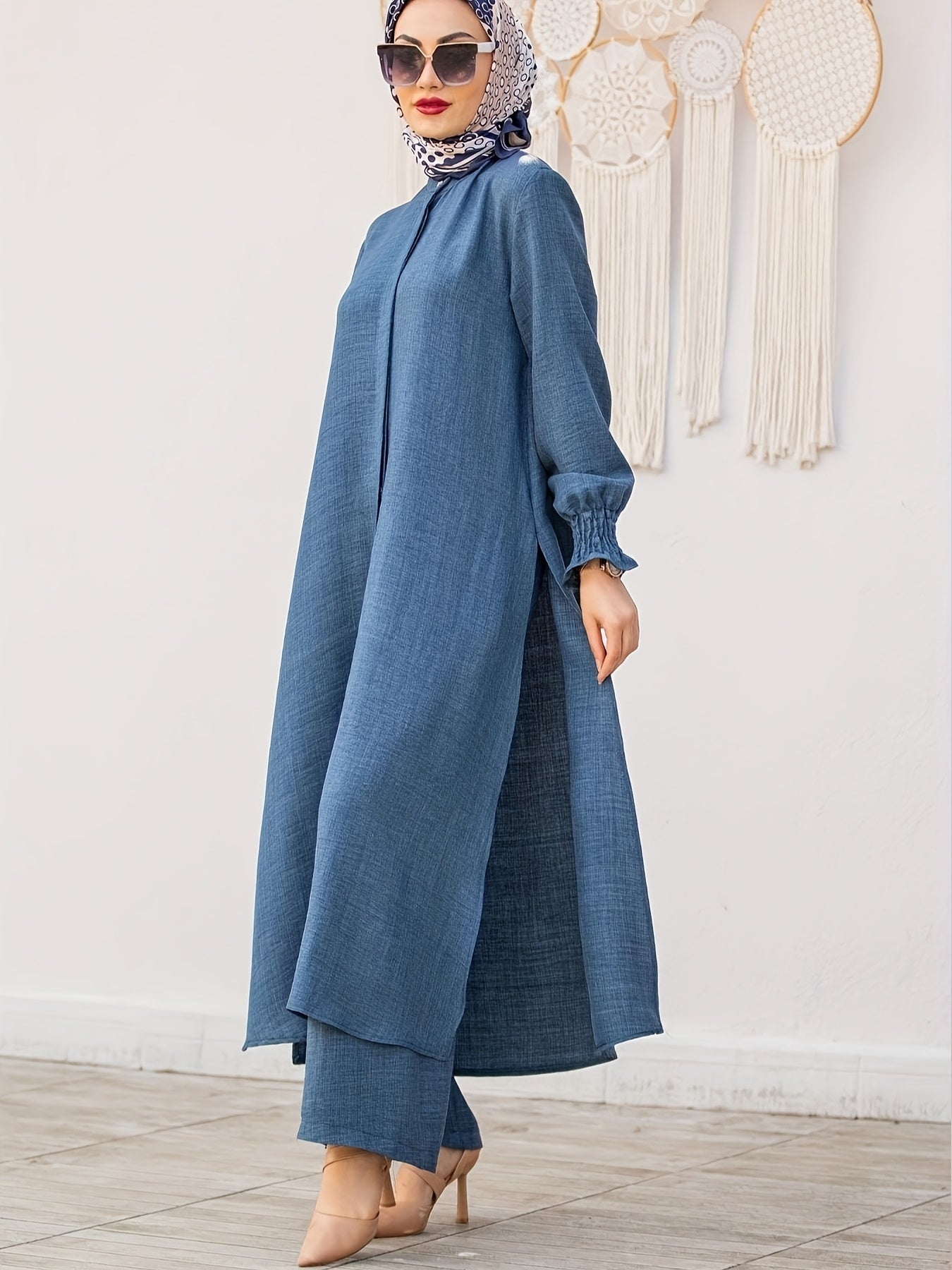 Middle East Ramadan Elegant Pure Muslim Casual Pants Set - Fashionable and Comfortable Design, Perfect for Daily Wear