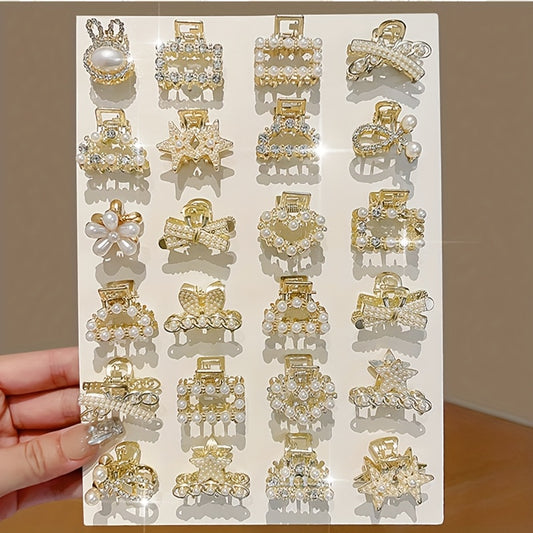 6pcs Elegant and Rhinestone Heart-Shaped Hair Clips, Geometric Pattern Alloy Hair Accessories for girls, Sparkling Hairpins for Casual Attire and Special Occasions, Cute Hair Clips