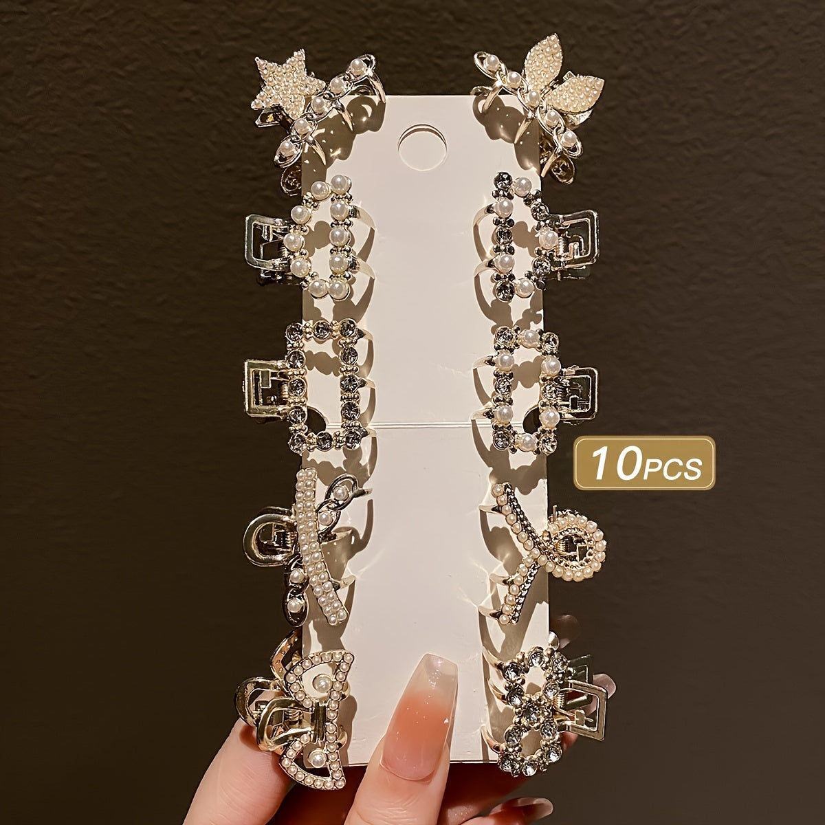 10pcs Hair Gripper Small Alloy Mini Hair Catcher Princess Head Bow Rhinestone Korean Hair Accessories Bang Clip Hair Clip Headwear