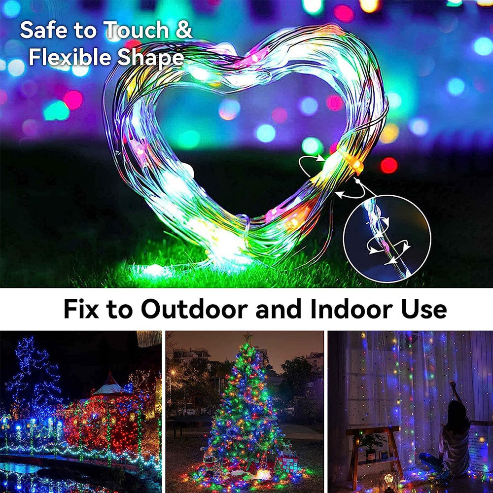 50/100/200/300LED Solar Copper Wire String Lights, Outdoor Lighting Fairy String Lights, 8 Lighting Modes Garden Lights For Lawn, Patio, Garden, Party, Wedding, Christmas Decoration 1pcs 275.59inch/472.44inch/866.14inch/1259.