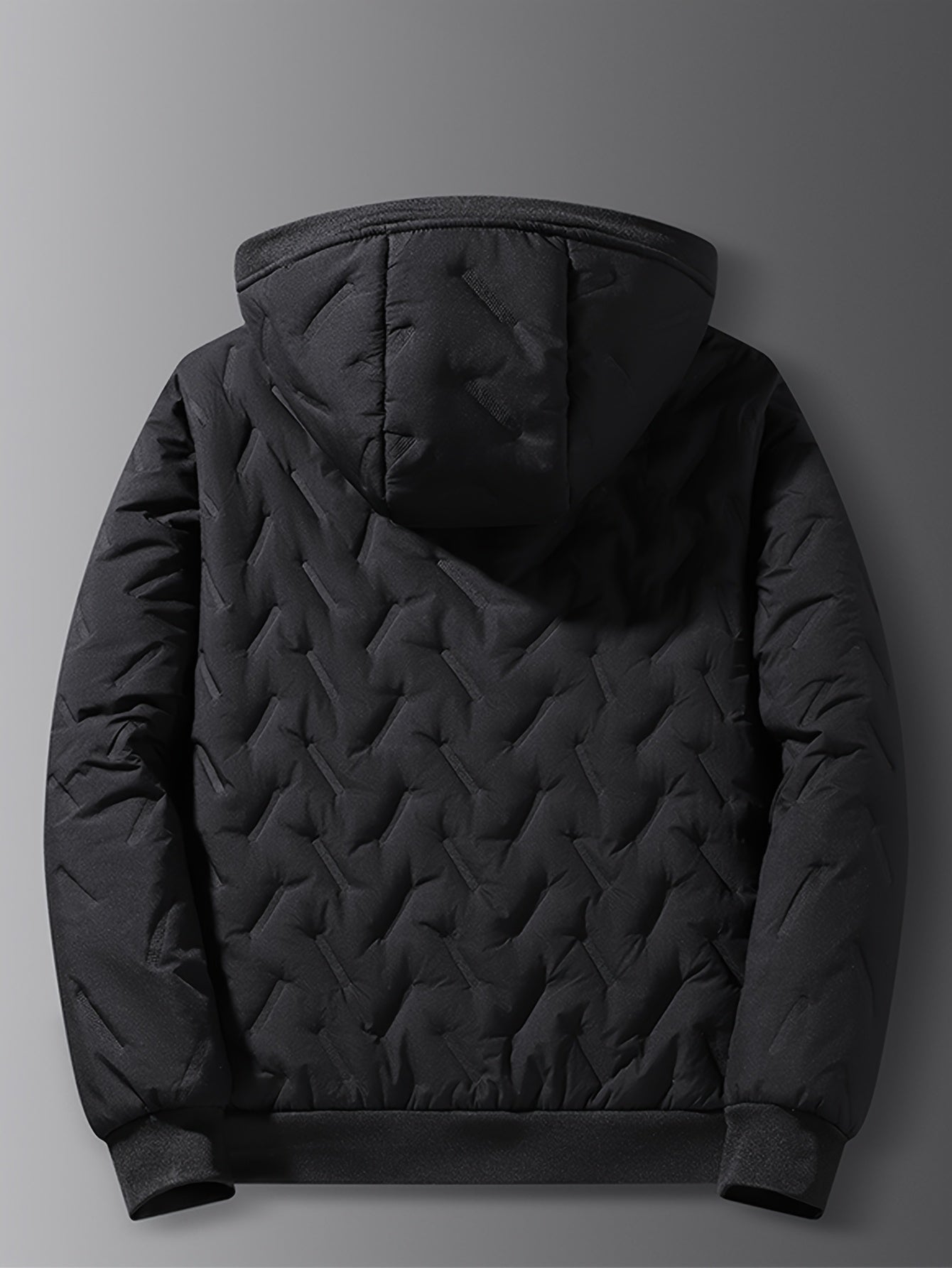 Two-Tone! 1pc Men's Autumn/Winter Thickened Hooded Jacket, Essential Winter Coat with Fleece Lining – Windproof & Warm Casual Workwear for Daily Outings, Commuting, Outdoor Activities, and Sports