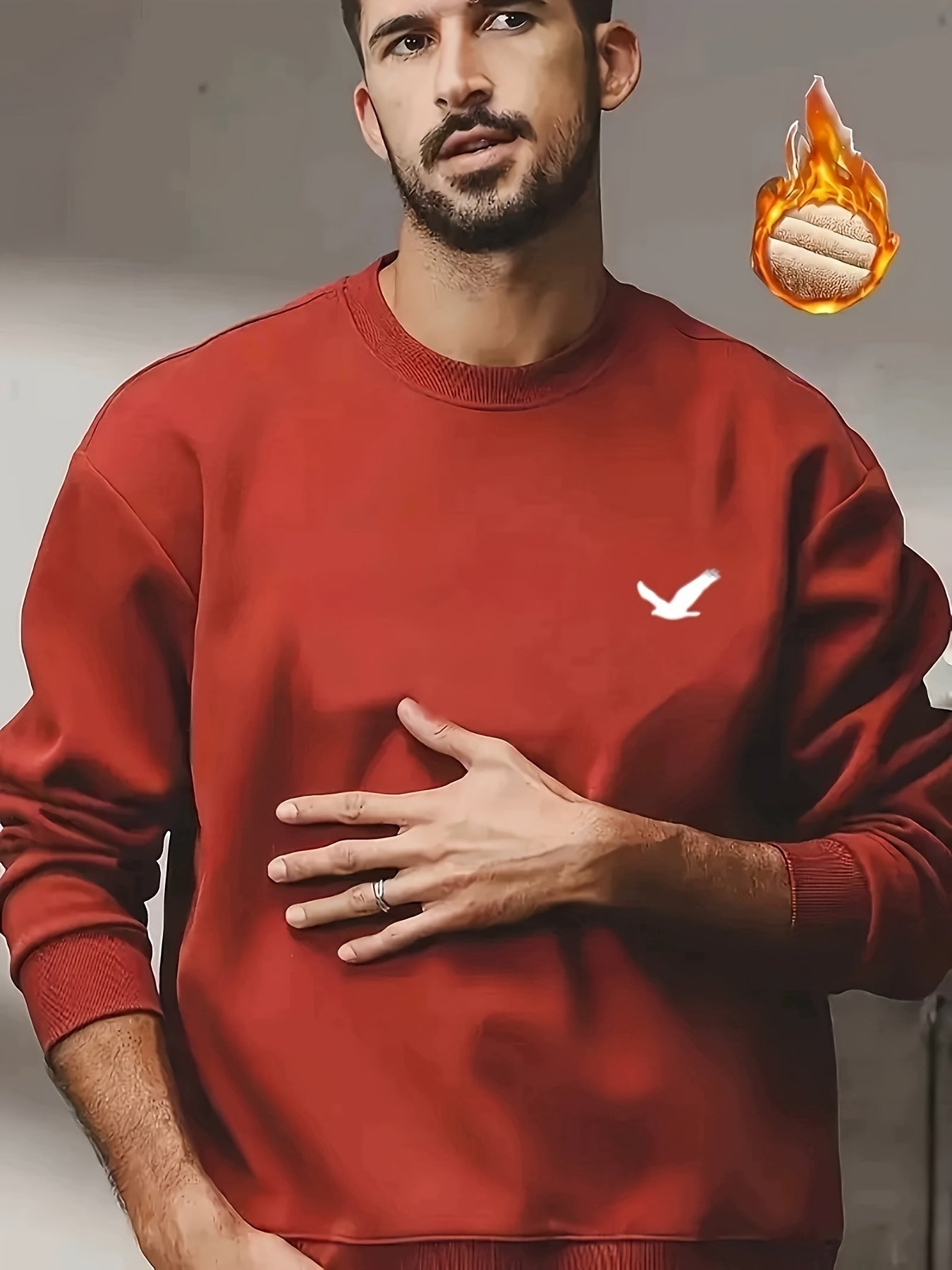 Men's Thermal Insulated Sweatshirt - Heavyweight Layering Base Layer for Winter, Indoor/Outdoor Cold Weather Clothing - Machine Washable Round Neck Pullover, Winter Sweaters, Indoor Warmth, Simple Design, Comfortable Fit, Pul