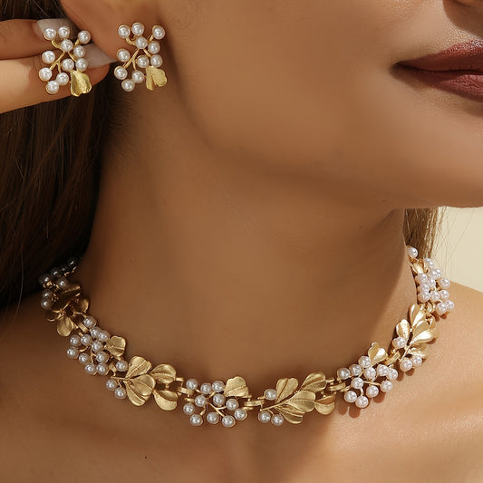 Vintage Fashion European and American Style Imitation Pearl Necklace Set - Perfect Gift for Wife, Family, or Girlfriend for Special Occasions