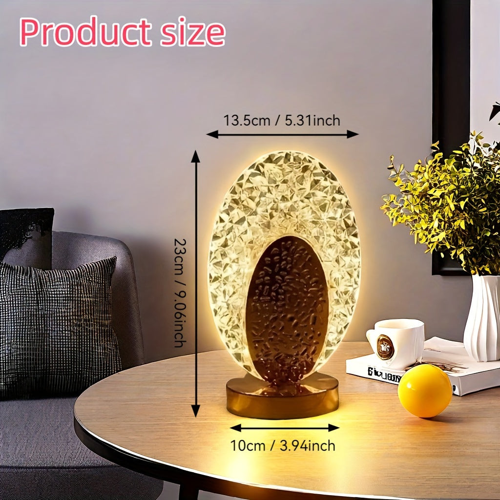 1pc Elegant Crystal Table Lamp for Living Room and Bedroom Decor, Shell Shape Design with Soft Ambient Lighting