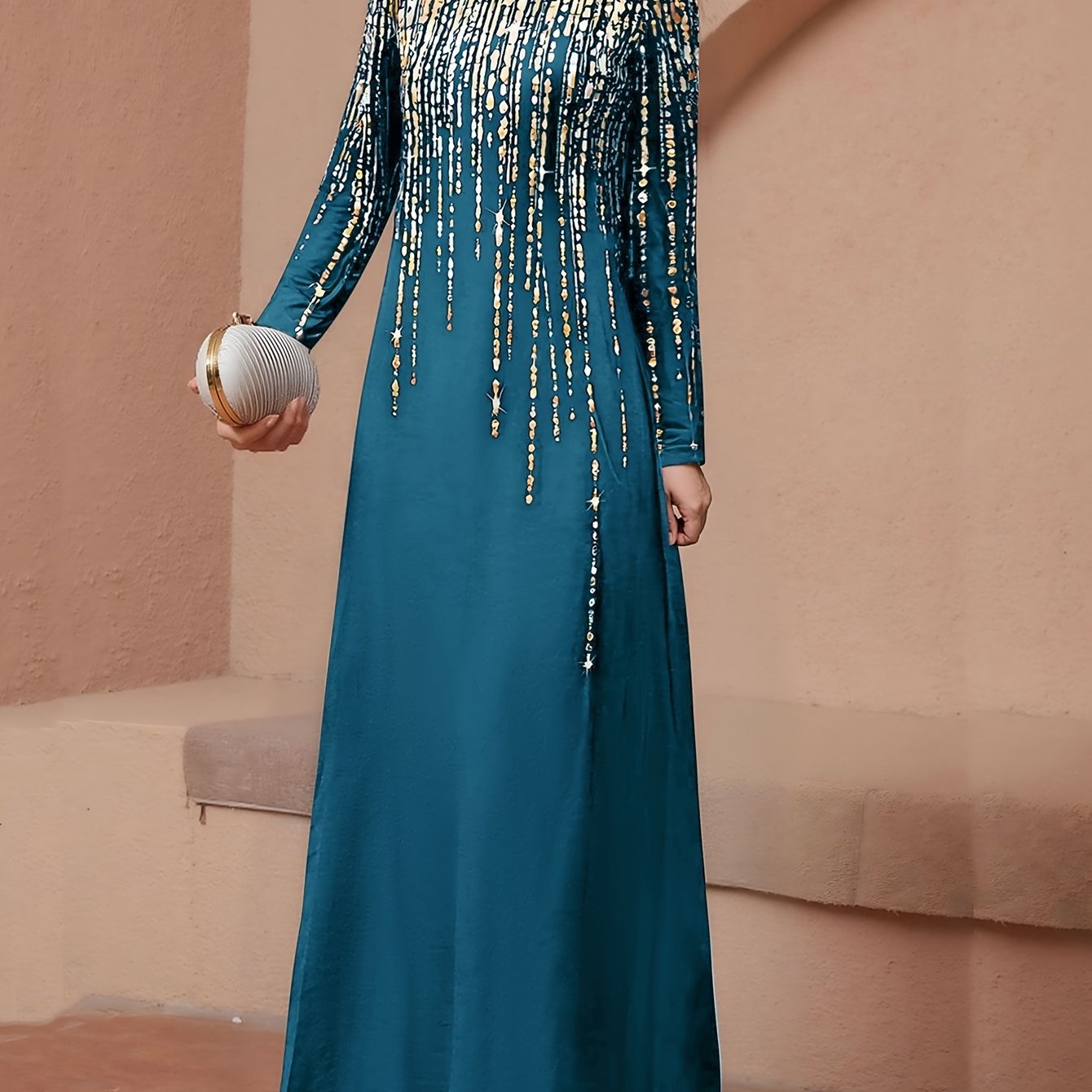 Women'S Elegant Islamic Abaya Dress - Long Muslim Robe with Golden Bead Accents, Black Formal & Casual Islamic Gown for Everyday, Weddings, Travel - Modest Muslim Clothing, Muslim Dress, Vacation Outfit, High Collar Design, M