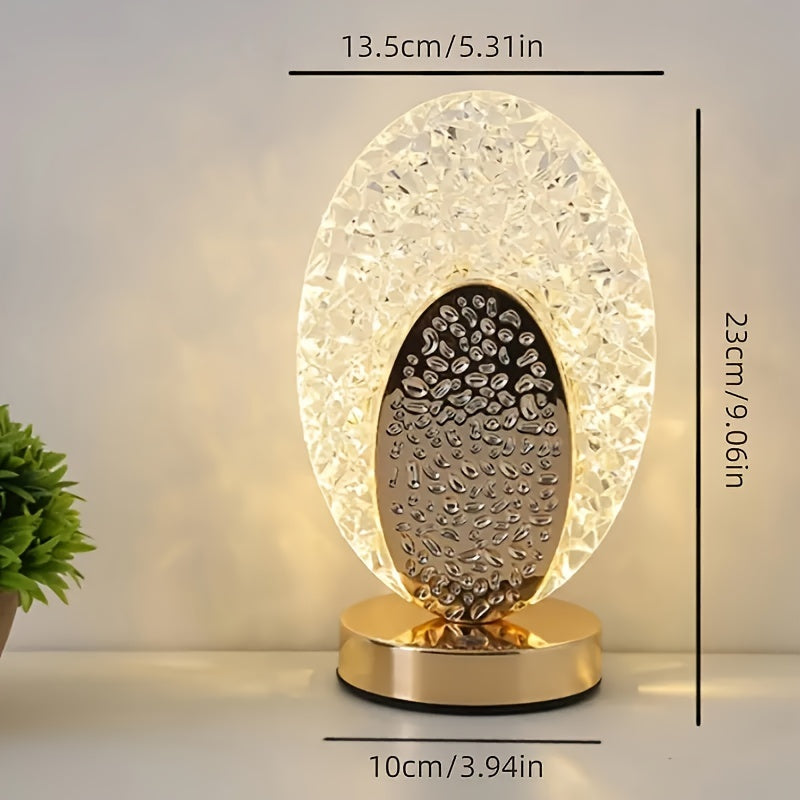 1pc Elegant Crystal Table Lamp for Living Room and Bedroom Decor, Shell Shape Design with Soft Ambient Lighting