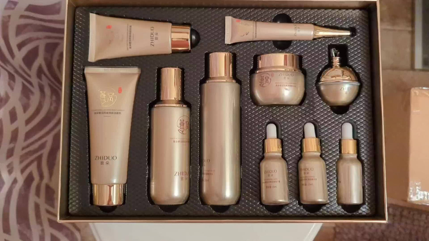 Skin Care Kit Gift Skin Look Healthie Sets & Kits Improves Skin Texture, Gently Exfoliates Beauty Skin Care Set With Cleanser, Toner, Lotion, Essence, Face Cream, Eye Cream For Women Girl Gifts (10Pcs)