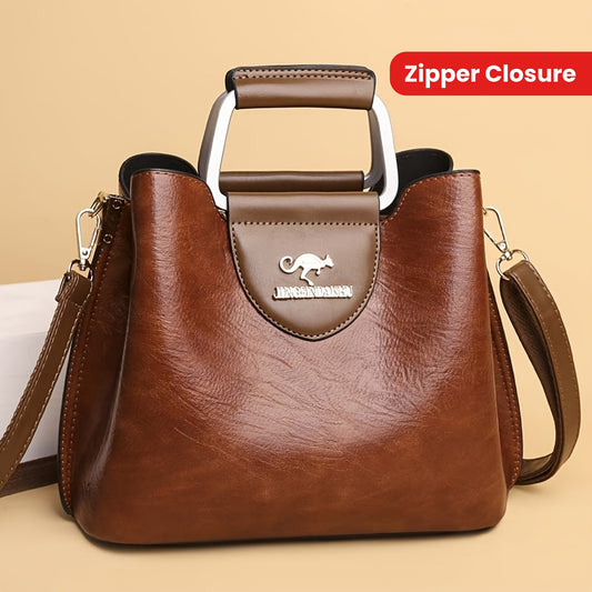 Perfect Lily Women'S Vintage Crossbody Bag - Adjustable Shoulder Strap, Synthetic Faux Leather, Zipper Closure, Light Brown with Golden-Tone Hardware, Elegant Design for Short Trips & Everyday Use, Small Crossbody Bag