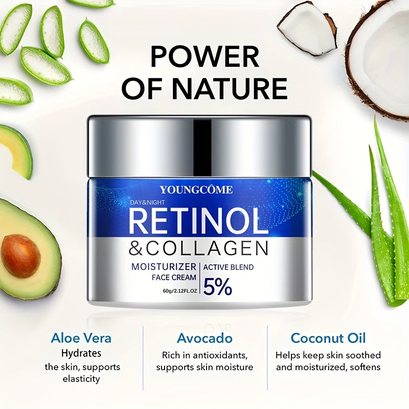 1.06/2.12oz Retinol & Collagen Moisturizer Face Cream, Can Sooth Dry Skin, Lubricate And Tighten Skin, Make Skin Tender And Delicate, Suitable For All Skin Types, And Make Your Skin Look Young With Plant Squalane