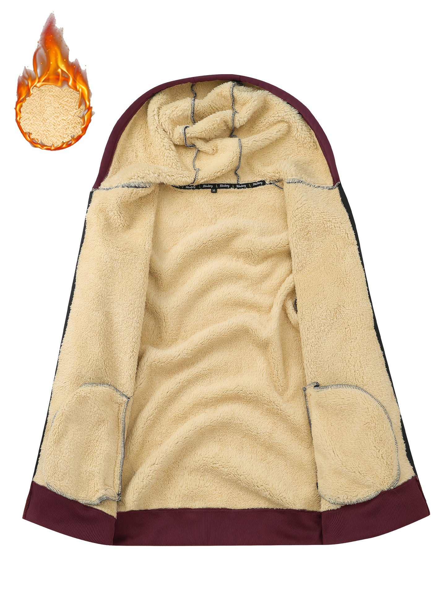 A Men's casual sports warm fleece hooded jacket with zipper opening and pocket, suitable for outdoor and training activities, autumn and winter clothing | casual style hooded sweatshirt | zipper hooded sweatshirt, Fleece Jack