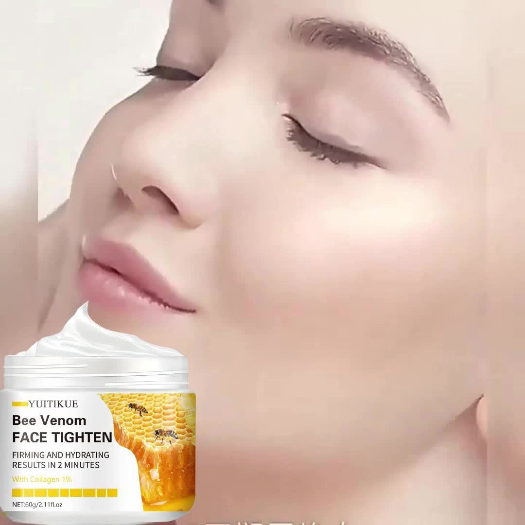 60g YUITIKUE Bee Venom Face Cream with Vitamin E, Hyaluronic Acid & Collagen - Hypoallergenic Moisturizing Formula for All Light Beige Types, 2-Minute Results, Natural Ingredients, Skincare, Bee Venom Cream, Skin Moisturizer,