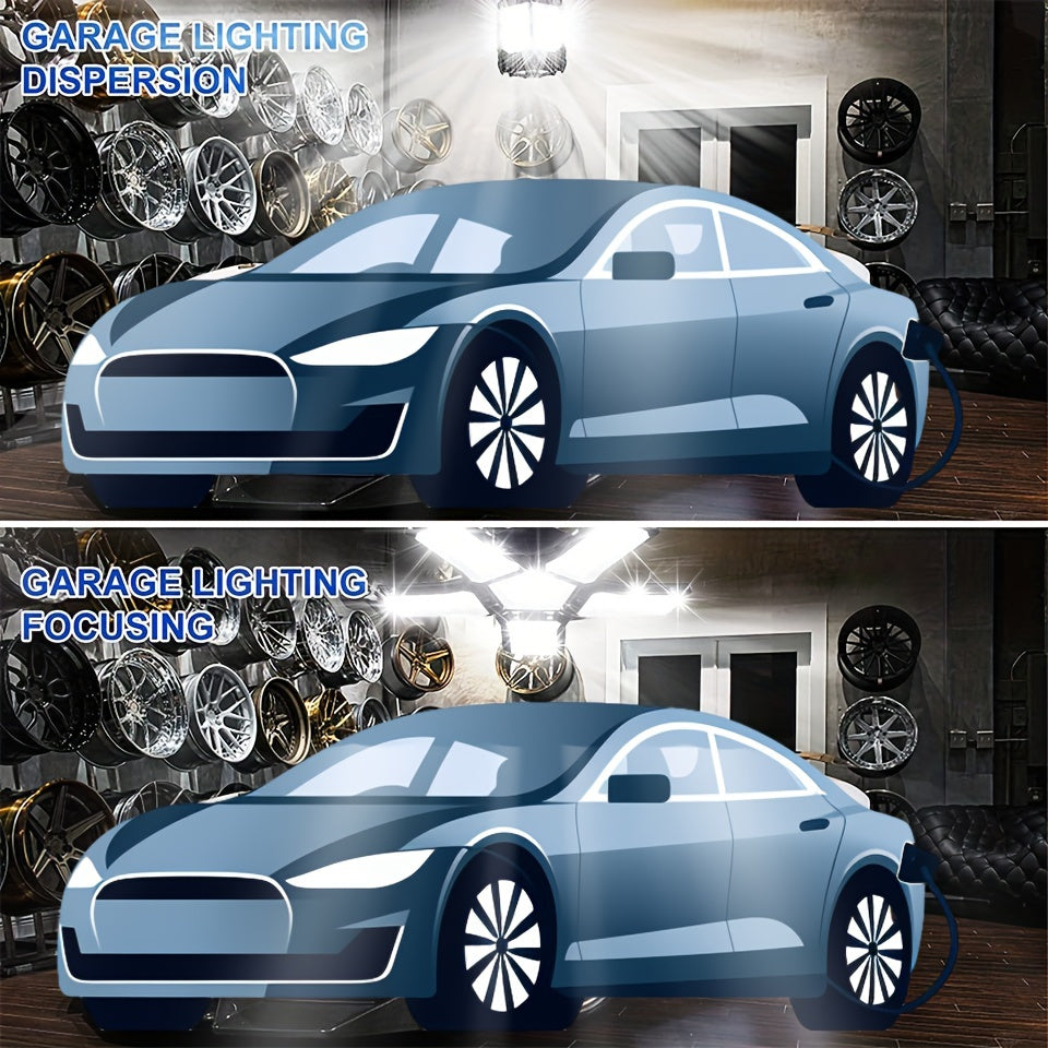 LED Garage Light Bulbs, 10000LM Super Bright Garage Lighting LED Shop Light With Adjustable Panels, E26/E27 Screw Socket Deformable Led Garage Ceiling Light Fixture For Warehouse, Corridor, Stadium