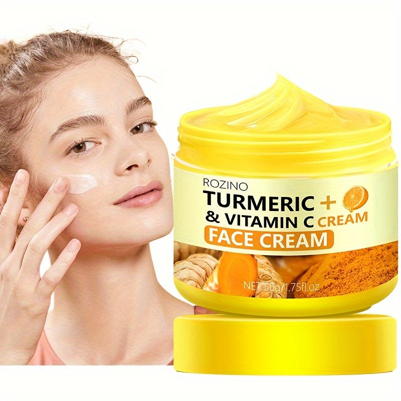 50g/1.75 Oz Radiant Glow Turmeric Face Cream - Face Moisturizers with Hyaluronic Acid, Vitamin C, and Nourishing Antioxidants for Skin Hydration, Firming, and Revitalized Radiance