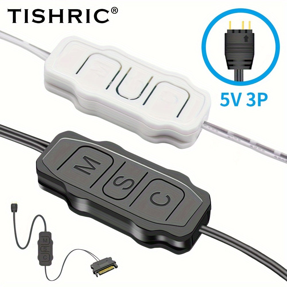5V 3 Pin ARGB Controller Cable - Advanced RGB Lighting Control, Seamless Sync, Compact Handheld Operation, and Extended Lengthen Cable - Universally Compatible for Customizing Cooling Fan Light Strips