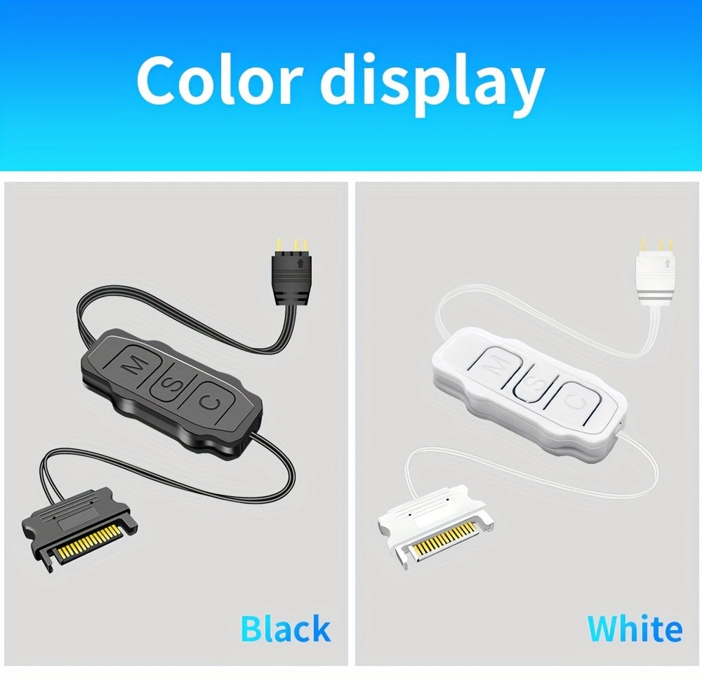 5V 3 Pin ARGB Controller Cable - Advanced RGB Lighting Control, Seamless Sync, Compact Handheld Operation, and Extended Lengthen Cable - Universally Compatible for Customizing Cooling Fan Light Strips