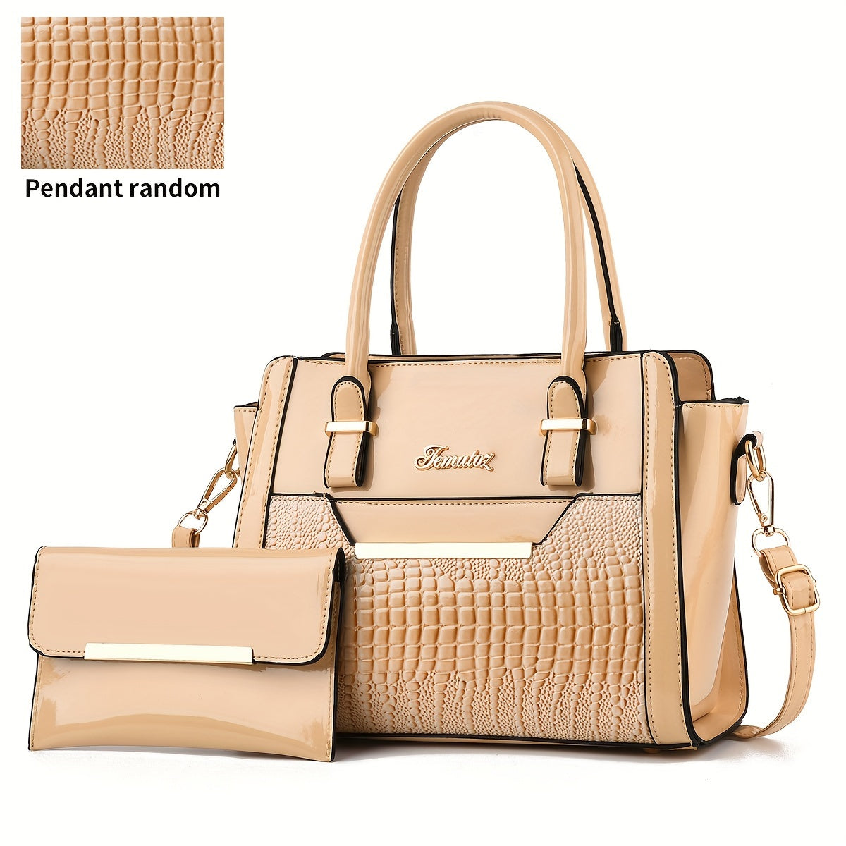 Set Women's Handbags, Elegant Vintage PU Leather Tote With Lizard & Octopus Embossing, Large Capacity Shoulder Bag For Daily & Office Use