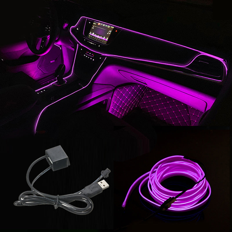 196.85inch Car Environment El Wire LED USB Flexible Neon Interior Lights Set RGB Lighting for Vehicle Decorative Accessories