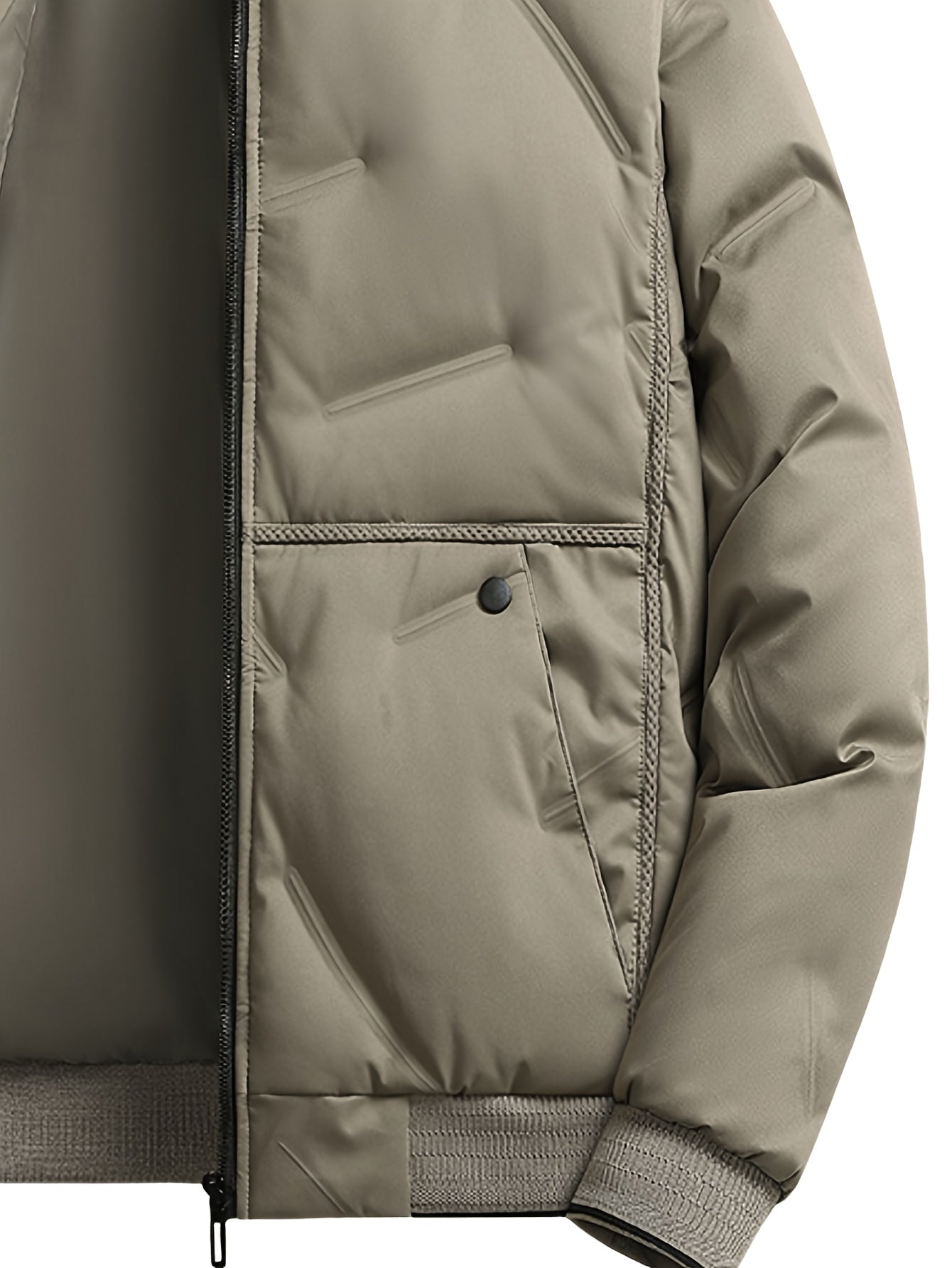 Men'S Heavyweight Thermal Jacket - Winter Coat with Full-Zip Closure, Beige/Neutral Tones - Non-Stretch Fabric for Cold Weather - Formal & Everyday Outerwear - Easy-Care Zipper Front Closure, Winter Jacket, Cold Weather Appar
