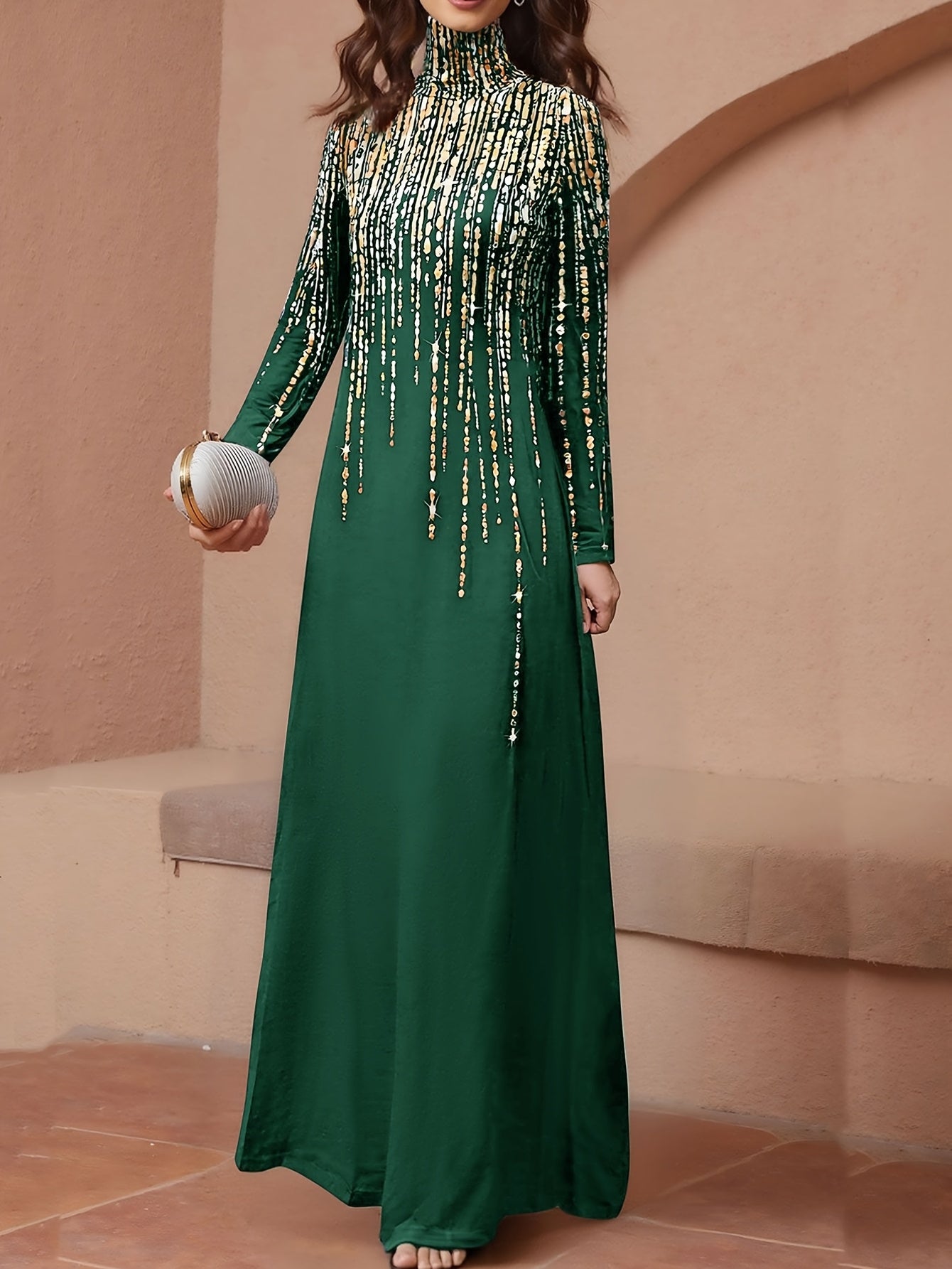 Women'S Elegant Islamic Abaya Dress - Long Muslim Robe with Golden Bead Accents, Black Formal & Casual Islamic Gown for Everyday, Weddings, Travel - Modest Muslim Clothing, Muslim Dress, Vacation Outfit, High Collar Design, M