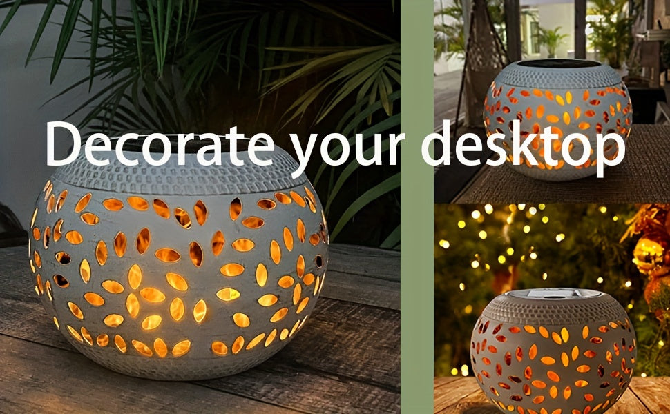 1pc Solar Table Lights Outdoor, White Metal Tabletop Light, Sun lights Garden lights, solar projection lights, Solar Powered Decorative Lighting Lantern, Christmas, Halloween Decorations Lights Outdoor For Desk Bedroom Patio