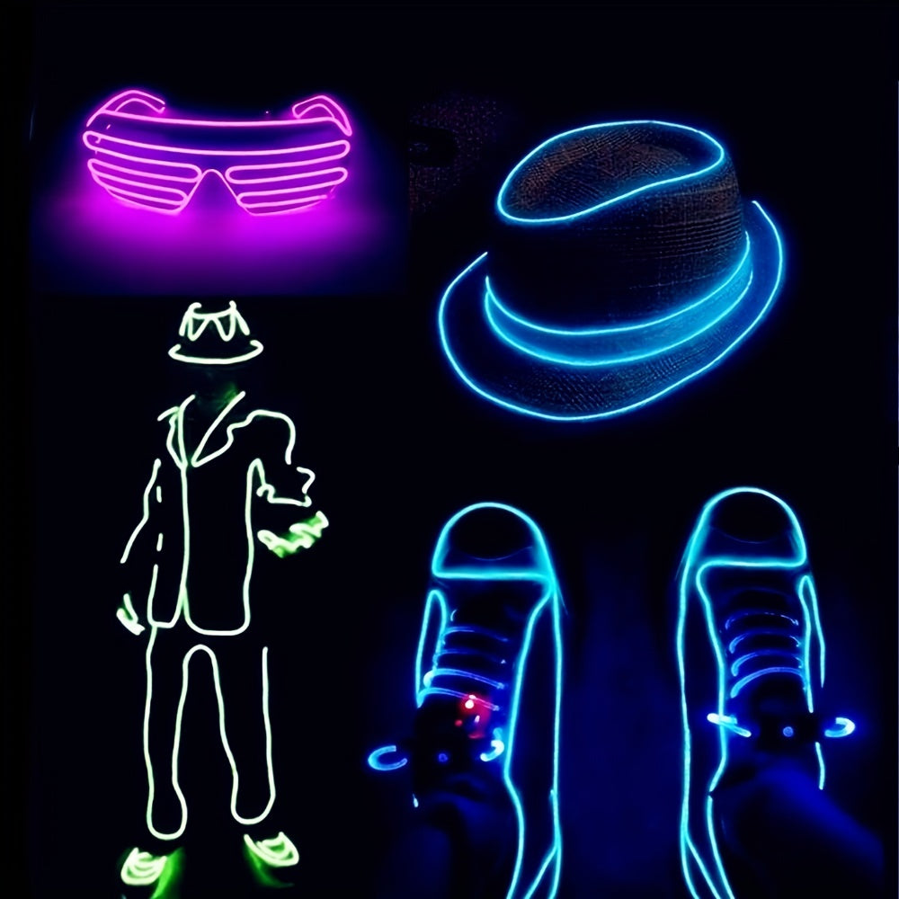 1 Set 5m/16.4ft Vibrant Neon Rope Lights - DIY Decorative Lighting with 360° Illumination, EL Wire, Battery Pack - Perfect for Festival, Halloween, Christmas, Party Decoration