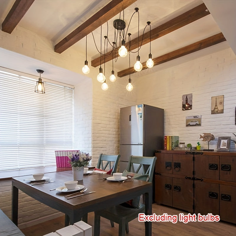 Modern Chic Industrial Dining Chandelier - Adjustable DIY Lighting With 3/5/6/8 Heads - Antique Classic Ceiling Spider Lamp Light Pendant - Metal & Glass - For Dining Room, Kitchen, Restaurant - Perfect Gift for Housewarming
