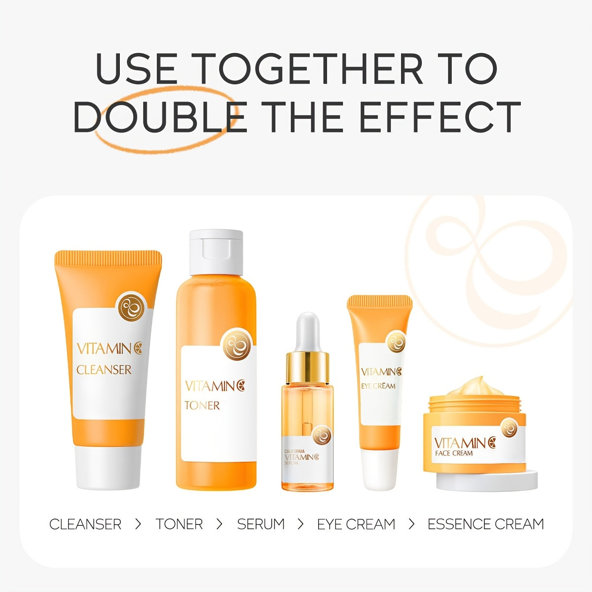 Vitamin C Skincare Gift Set, Hydrating Skincare Set for Teenage Girls, Vitamin C Skin Care Set - Cleanser, Toner, Face Serum, Eye Cream, Face Cream, Travel Size Face Skin Care Kit, Birthday Valentine's Day Mother's Day Gifts
