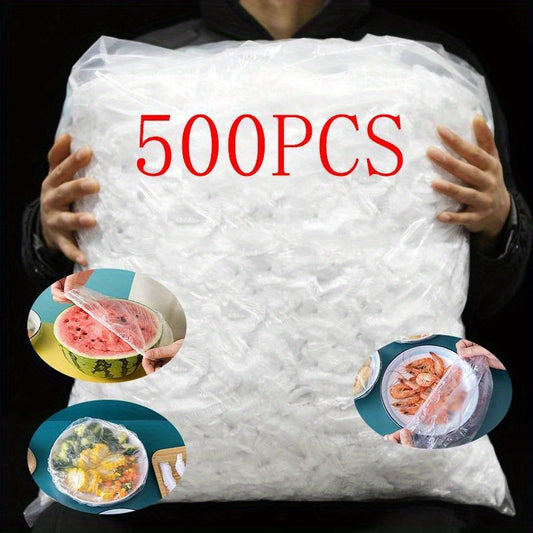 300pcs Elastic Plastic Food Wrap Covers – Reusable Stretch-to-Fit Food Preservation Bags for Bowls, Produce, and Fruits – Versatile Kitchen Storage Solution, BPA-Free Clear Plastic, Keep Fresh Accessories for Home Use