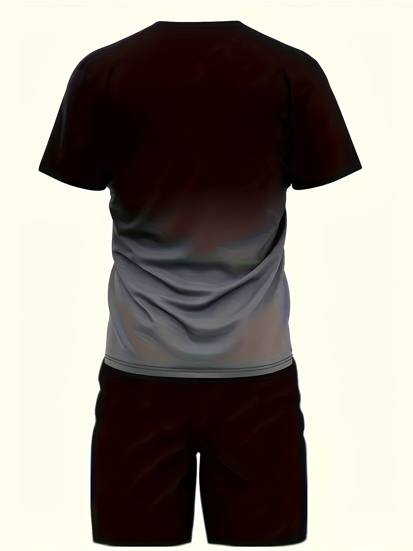2pcs 2-Piece Gradient Summer Men's Set: Round Neck T-shirt & Elastic Waist Shorts with Pockets
