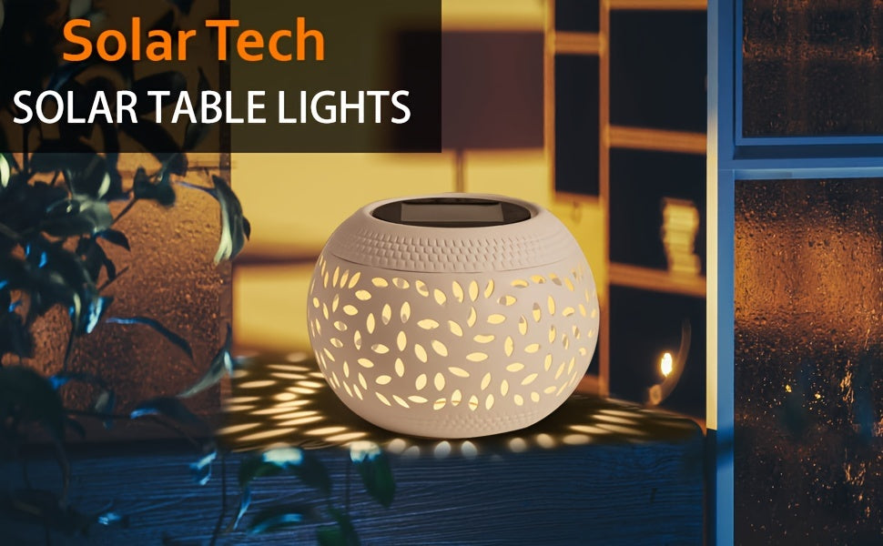 1pc Solar Table Lights Outdoor, White Metal Tabletop Light, Sun lights Garden lights, solar projection lights, Solar Powered Decorative Lighting Lantern, Christmas, Halloween Decorations Lights Outdoor For Desk Bedroom Patio