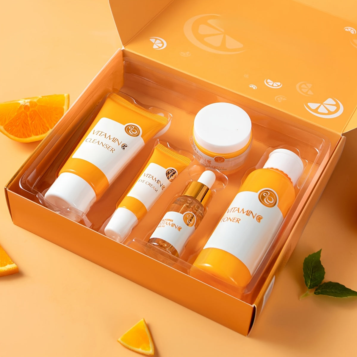 Vitamin C Skincare Gift Set, Hydrating Skincare Set for Teenage Girls, Vitamin C Skin Care Set - Cleanser, Toner, Face Serum, Eye Cream, Face Cream, Travel Size Face Skin Care Kit, Birthday Valentine's Day Mother's Day Gifts