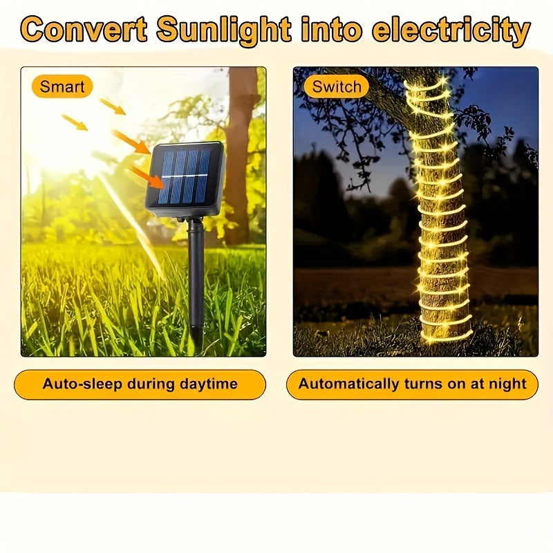 1 Pack Solar Tube String Lights, 8 Modes Outdoor LED Copper Wire Lights, For Garden Decor Lamp, Outdoor LED Copper Fairy String Tube Lights For Party Garden Yard Home Wedding Christmas Halloween Holiday Decoration Lighting