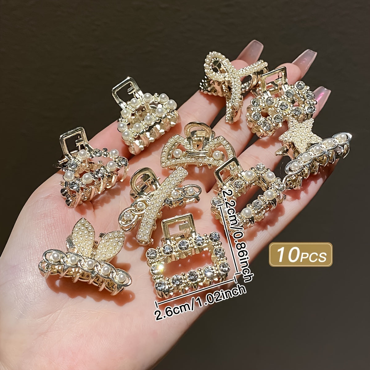 10pcs Hair Gripper Small Alloy Mini Hair Catcher Princess Head Bow Rhinestone Korean Hair Accessories Bang Clip Hair Clip Headwear