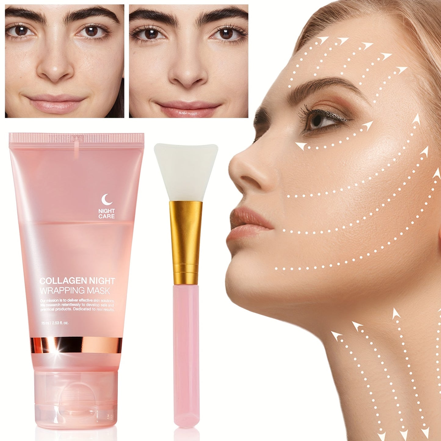 Hydrating Collagen Night Mask, 2.54oz - Gentle & Non-Irritating, Moisturizing Firming Face Care for All Skin Types,, Collagen Filling, Face Care