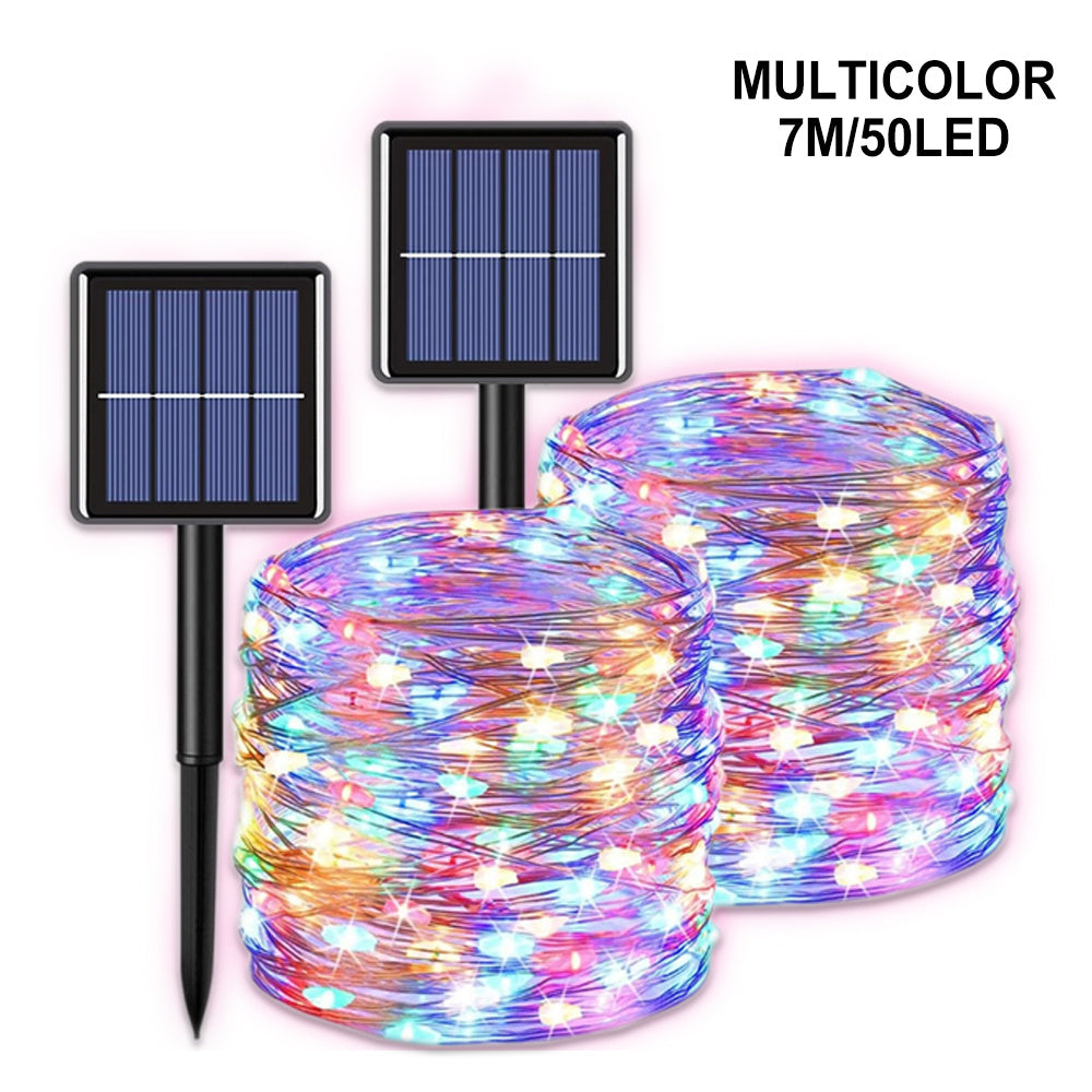50/100/200/300LED Solar Copper Wire String Lights, Outdoor Lighting Fairy String Lights, 8 Lighting Modes Garden Lights For Lawn, Patio, Garden, Party, Wedding, Christmas Decoration 1pcs 275.59inch/472.44inch/866.14inch/1259.