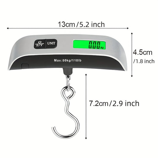 Compact 110lb/50kg Digital Luggage Scale with Backlight, Handheld Electronic Portable Weighing Device with Room Temperature Display, Battery Included, Ideal for Travel and Office Use, Travel Accessory | Sleek Design | Durable