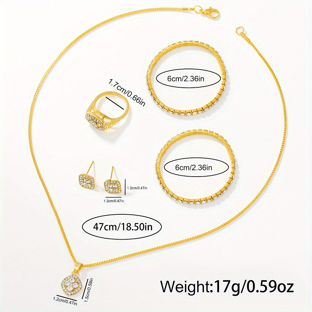1 Round Elegant Business Casual Quartz Watch and 6 Jewelry Pieces - Perfect for Casual Attire and Gift Occasions, Birthday Gifts and Holiday Parties, Ideal for Women, Ladies, Family, Friends, Spouse, Mother