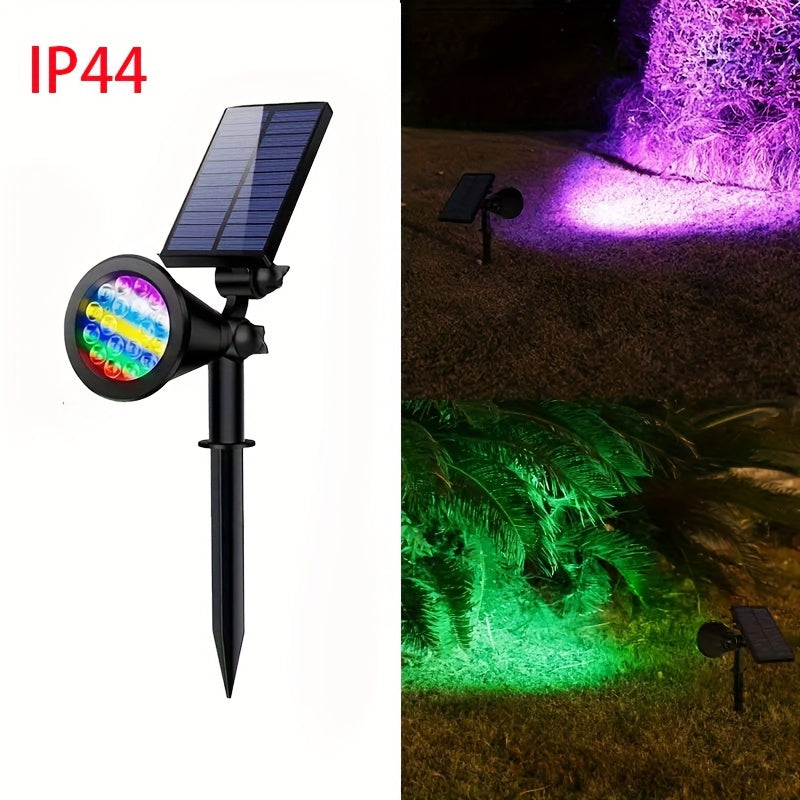Pack of 1 Solar Pathway Spotlight, 18 LED Solar Powered Garden Light, Foldable Semi-Flush Mount Landscape Lighting Fixture, with Prong Bulb Base, Plastic Shade, with Installation Hardware, for Path, Lawn, Walkway, Driveway